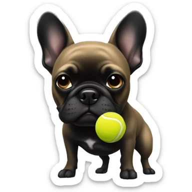 Black frenchie with tennis ball  sticker