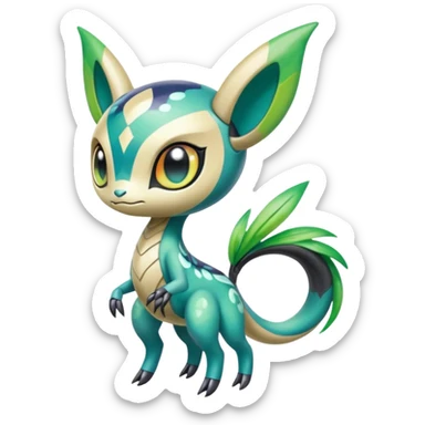 Colorful Shiny Edgy Cool Badass Painted Splashed Exotic Meloetta-Palkia-Virizion-Stitch-Fakémon-creature-hybrid sticker
