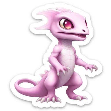 White, Chibi, White, Pink eyes, Anthro-Sona-Lizard-Alien-Fakémon, Full Body sticker