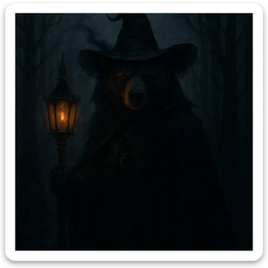 bear witch, mysterious, dark, enchanting sticker