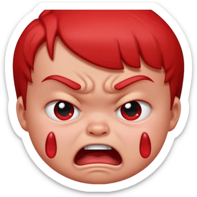 a baby all red red angry face  sticker
