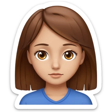 Side eying girl with brown hair and brown eyes sticker