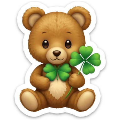 Fairy Teddy with four leaf clover sticker