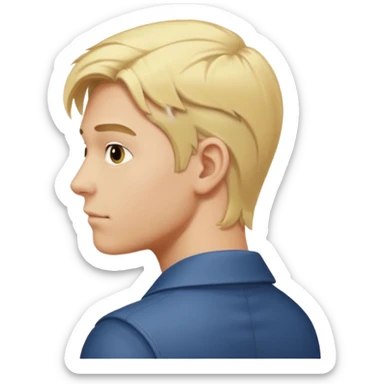 young man with blond hair turning back sticker