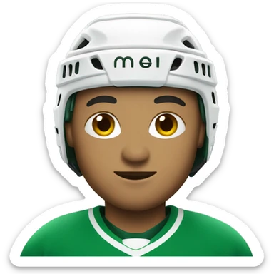 hockey player with green and white shirt sticker