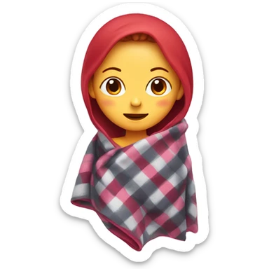 girl with cherry hair in a blanket sticker