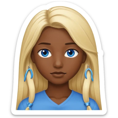 mavi gözlü uzun sarı saçlı çok siyah tenli sticker