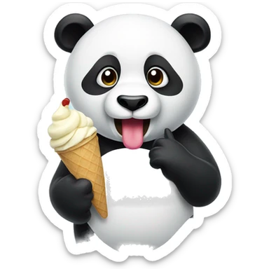 Panda eating ice cream sticker
