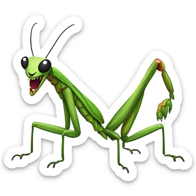 Praying mantis fighting panda sticker