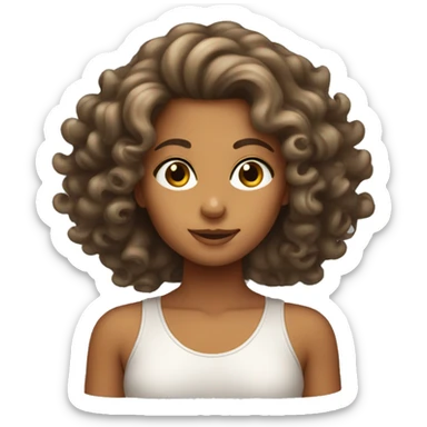 Tanned girl with curly hair  sticker