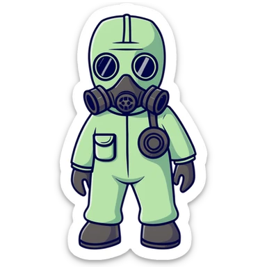 person wearing a gas mask sticker