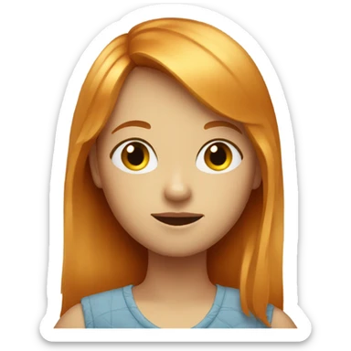 Ginger with blonde bangs girl portrait looking on sticker