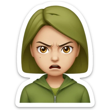 Give me a woman in green who is angry sticker