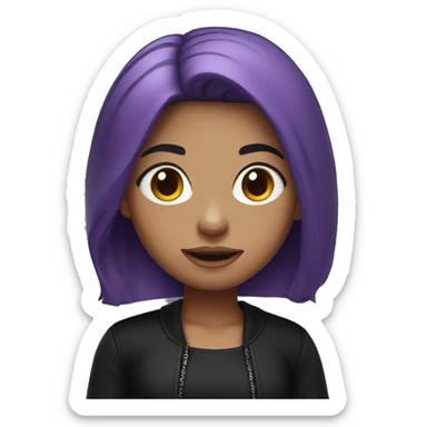Purple haired girl with black outfit sticker