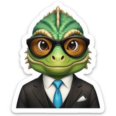 capitalist iguana banker godfather with black sunglasses breakdance scaring sticker