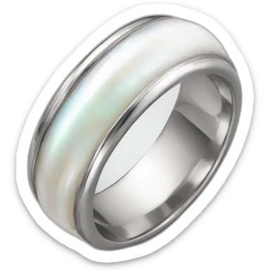 silver ring with white shell sticker