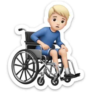 a disabled kid falling off of his wheelchair sticker