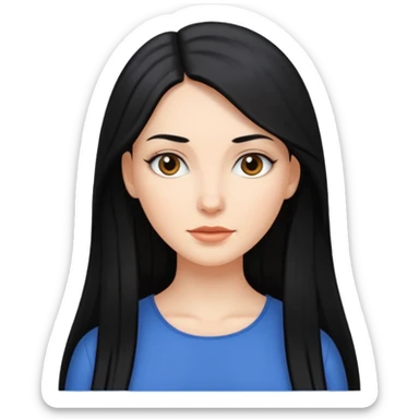 femme blanche, cheveux long, lisse et noir sticker