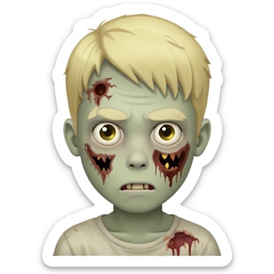 boy zombie with blonde hair no expressions sticker