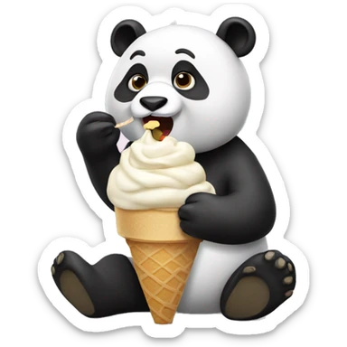 Panda eating ice cream sticker
