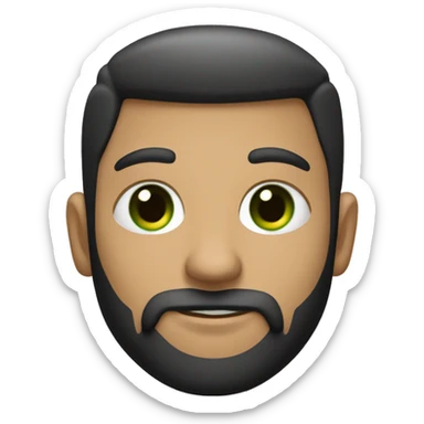 Un chico de ojos verdes, piel blanca, pelo negro semi liso y un poco de barba sticker