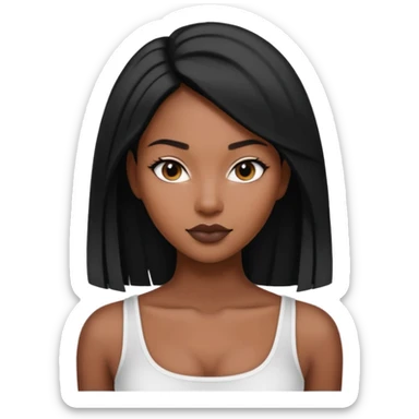 Beautiful black woman with split half black and white waist length hair sticker