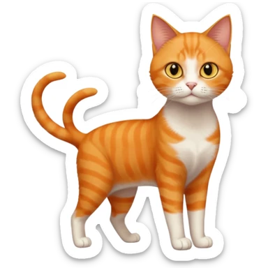 full body orange domestic shorthair slim cat with yellow/orange eyes  sticker