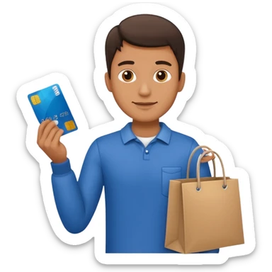 emoji of a man with a credit card and a shopping bag sticker