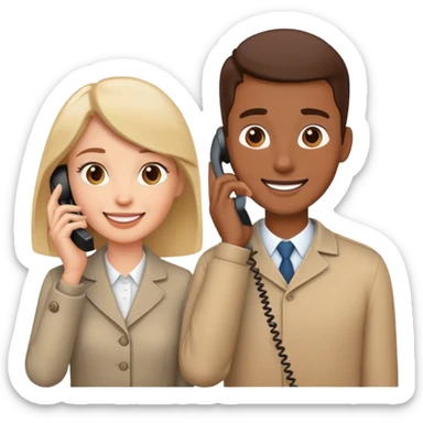 Two people communicating by phone as message not as phone call sticker