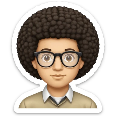 light skin nerd with glasses and afro hairstyle sticker