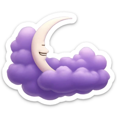 Violet crescent moon background of big pastel purple clouds  sticker