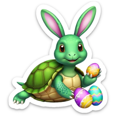 Turtle with Easter Eggs and bunny ears sticker