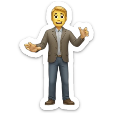 a man presses a button sticker