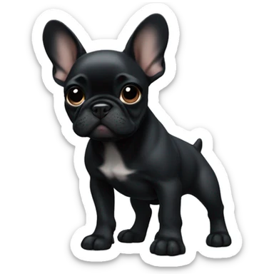 Solid black Frenchie pup sticker