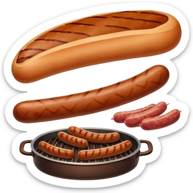 Meat dishes avatar in clean emoji-style illustration. Steak, roasted meat, and sausages, rich brown and red tones, simple shapes, flat design, hearty and appetizing. sticker