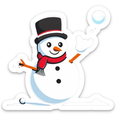 Snowman throwing a snowball sticker