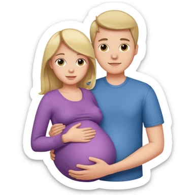 Boyfriend holding pregnant girlfriends belly sticker