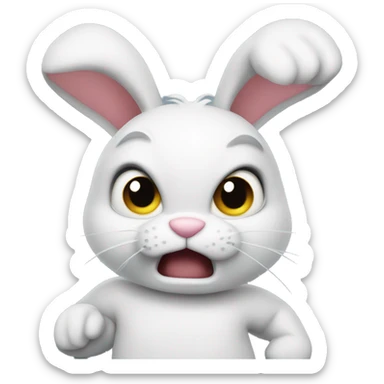bunny threatening to punch viewer sticker