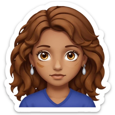 girl with wavy hair, almond shaped eyes, birthmark near her eye, tan, with lots of swag, cool, face piercings  sticker