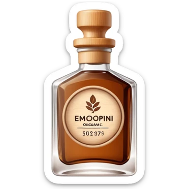 Organic cosmetic in a cristal brown bottle sticker