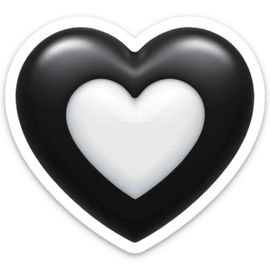 a emoji of a black hearth with botton griendiently white color sticker