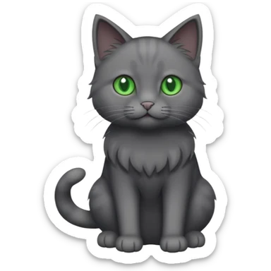 full body completely solid dark grey cat with green eyes and white paws sticker