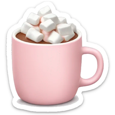 Light Pink mug of hot chocolate with marshmallows  sticker