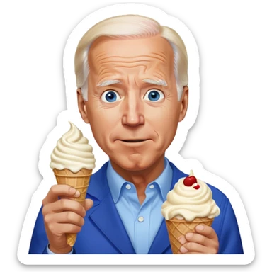 Joe Biden blue eyes eating ice cream sticker