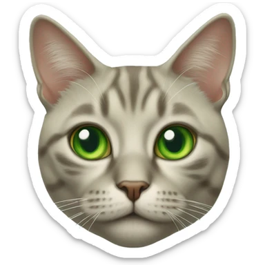 realistic portrait of green-eyed cat sticker