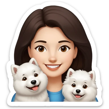 Samoyed with a dark browned hair girl smiling sticker