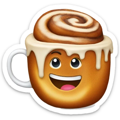 Cinnamon bun with coffee sticker