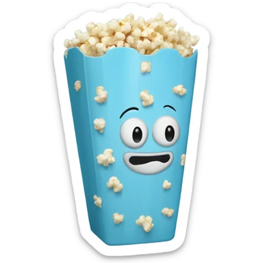 Popcorn in a pale blue popcorn bucket  sticker