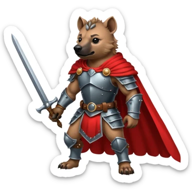 Strong hyena knight warrior with red cape  sticker