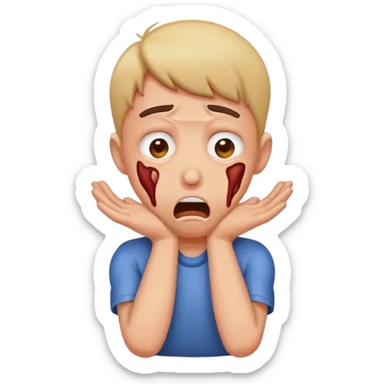 Screaming emoji, hands choking neck sticker